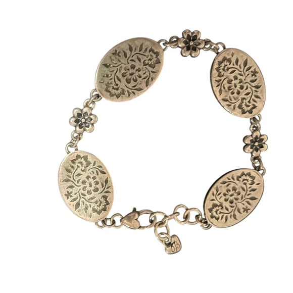 Brighton Mira Flor Collection Silvertone Floral Oval Charm Bracelet VGC - Picture 2 of 3